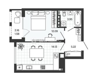 Квартира 37 м², 1-комнатная - изображение 1