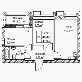 Квартира 41,9 м², 2-комнатная - изображение 1