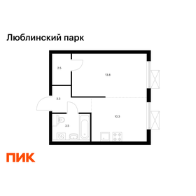 Квартира 33,4 м², 1-комнатная - изображение 1