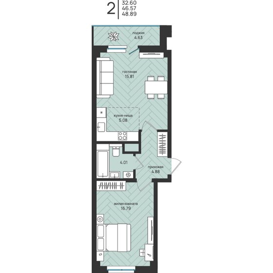 42,3 м², 2-комнатная квартира 4 200 000 ₽ - изображение 45
