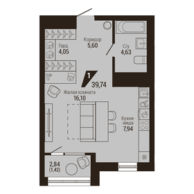 Квартира 39,7 м², 1-комнатная - изображение 1