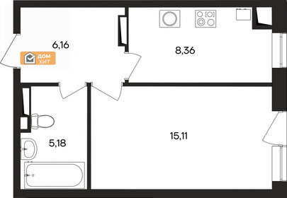 Квартира 34,8 м², 1-комнатная - изображение 1