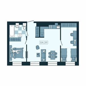 Квартира 54,4 м², 3-комнатная - изображение 1