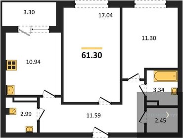 Квартира 61,3 м², 2-комнатная - изображение 1