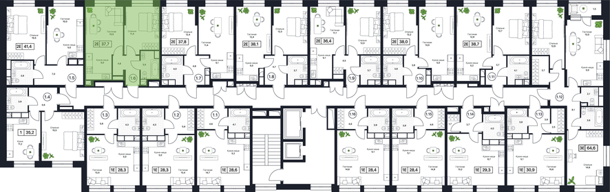 Квартира 38,6 м², 1-комнатная - изображение 2
