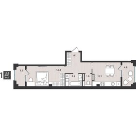 Квартира 44,1 м², студия - изображение 1