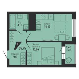 Квартира 38,3 м², 1-комнатная - изображение 2