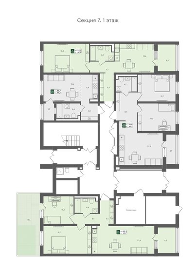 53,7 м², 1-комнатная квартира 7 880 000 ₽ - изображение 55