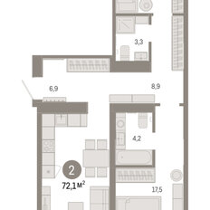 Квартира 72,1 м², 2-комнатная - изображение 3