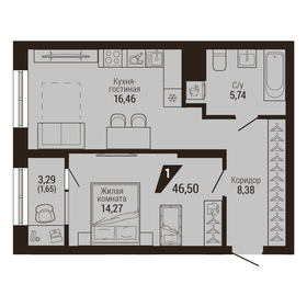 Квартира 46,5 м², 1-комнатная - изображение 1
