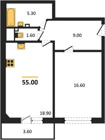 Квартира 55 м², 1-комнатная - изображение 1