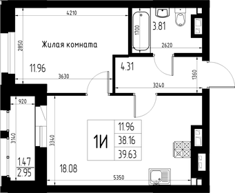 Квартира 39,6 м², 1-комнатная - изображение 1