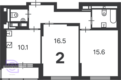 Квартира 57,1 м², 2-комнатная - изображение 1