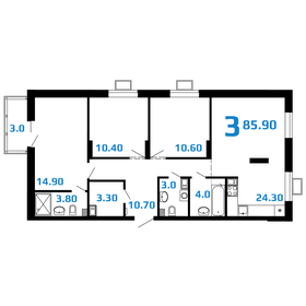 Квартира 85,9 м², 3-комнатная - изображение 1
