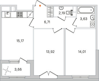 Квартира 57,5 м², 2-комнатная - изображение 1