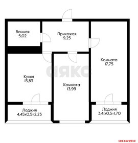 Квартира 63,8 м², 2-комнатная - изображение 1