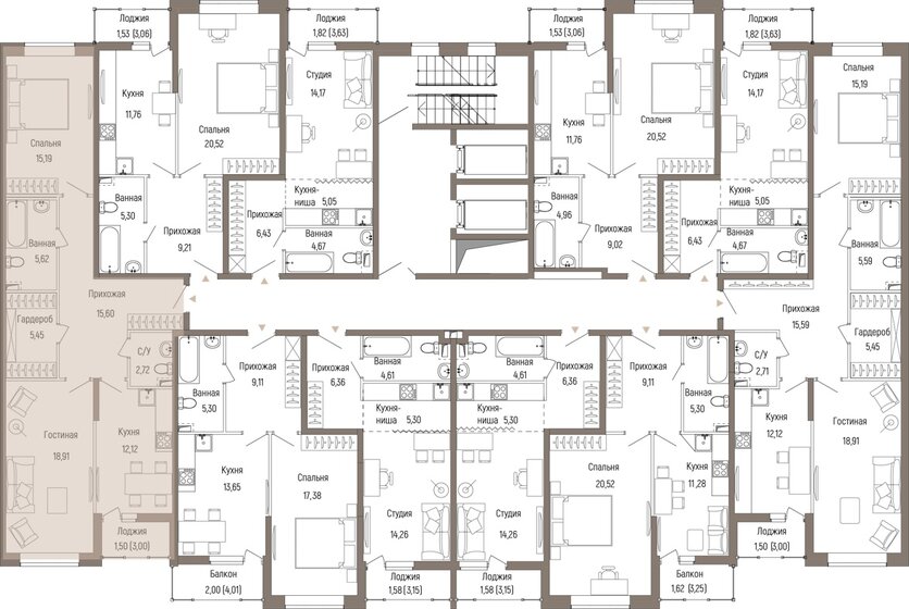75,9 м², 2-комнатная квартира 17 370 000 ₽ - изображение 71
