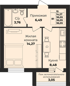 Квартира 36,1 м², 1-комнатная - изображение 1