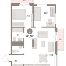 Квартира 65,7 м², 2-комнатная - изображение 3