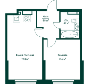 Квартира 40,9 м², 1-комнатная - изображение 1