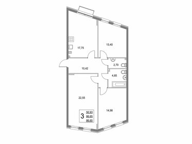 Квартира 86,5 м², 3-комнатная - изображение 1