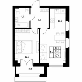 Квартира 42,1 м², 1-комнатная - изображение 1