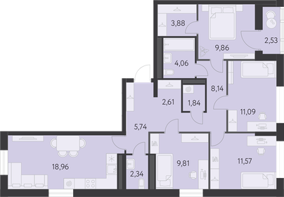 Квартира 91,2 м², 4-комнатная - изображение 1