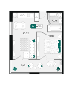 Квартира 40,1 м², 1-комнатная - изображение 1