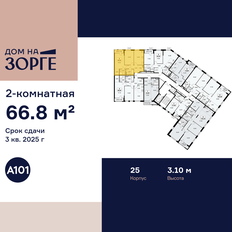 Квартира 66,8 м², 2-комнатная - изображение 2