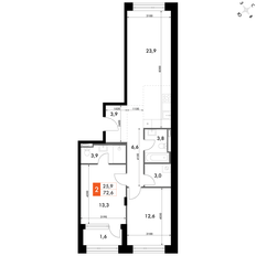 Квартира 73,2 м², 2-комнатная - изображение 2