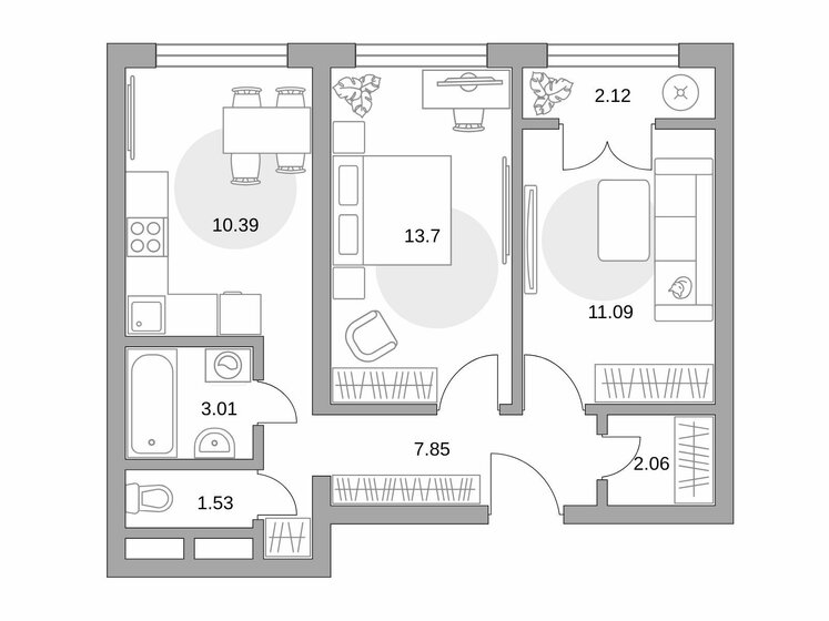 52,1 м², 2-комнатная квартира 12 748 297 ₽ - изображение 28