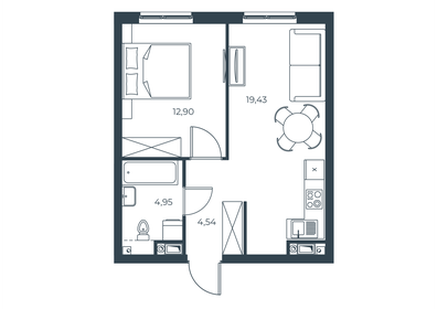 Квартира 41,8 м², 1-комнатная - изображение 1