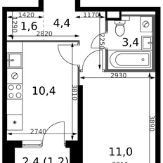 Квартира 32 м², 1-комнатная - изображение 2