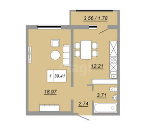 Квартира 39,6 м², 1-комнатная - изображение 1