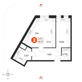 Квартира 48,2 м², 2-комнатная - изображение 1