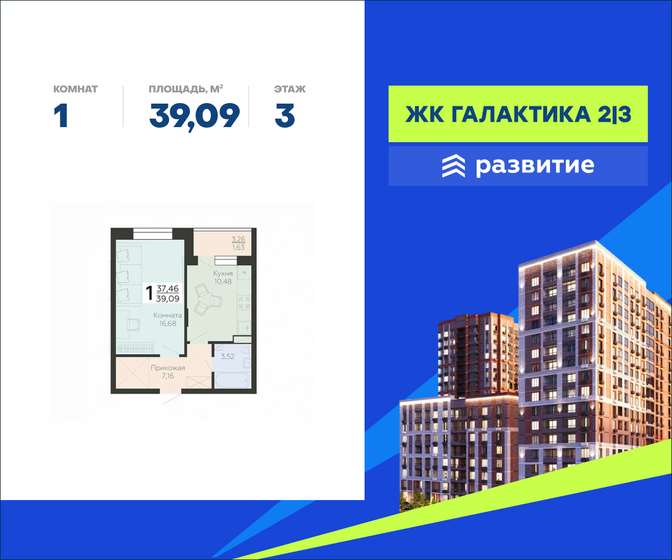 40,5 м², 1-комнатная квартира 4 100 000 ₽ - изображение 86