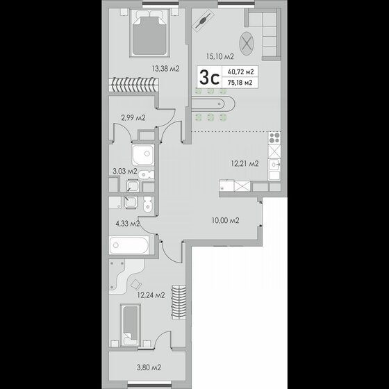 74,9 м², 3-комнатная квартира 8 714 615 ₽ - изображение 15