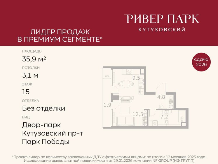 35,9 м², квартира-студия 36 355 964 ₽ - изображение 1