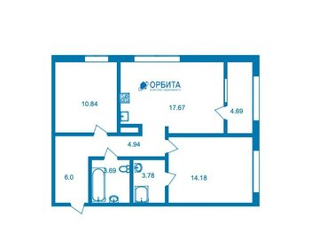 Квартира 66,8 м², 2-комнатная - изображение 1