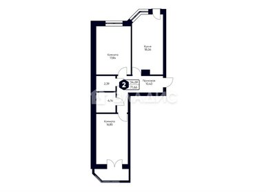 Квартира 71,7 м², 2-комнатная - изображение 1