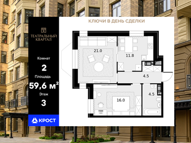 Квартира 59,6 м², 2-комнатная - изображение 1