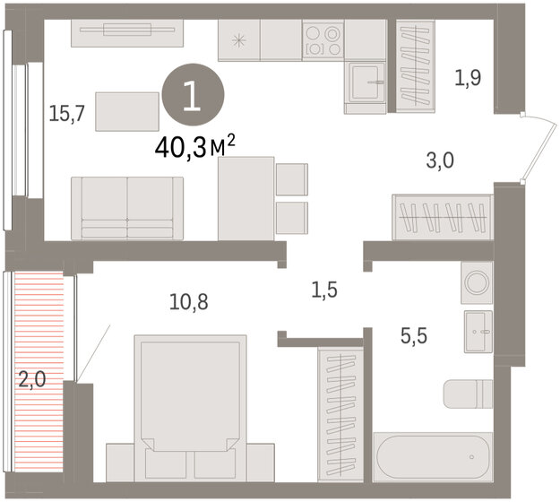 32,1 м², 1-комнатная квартира 4 900 000 ₽ - изображение 117