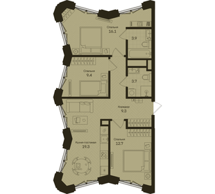 Квартира 74,4 м², 3-комнатная - изображение 1