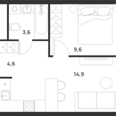 Квартира 32,7 м², 1-комнатная - изображение 3