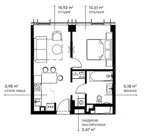Квартира 38 м², 1-комнатная - изображение 1