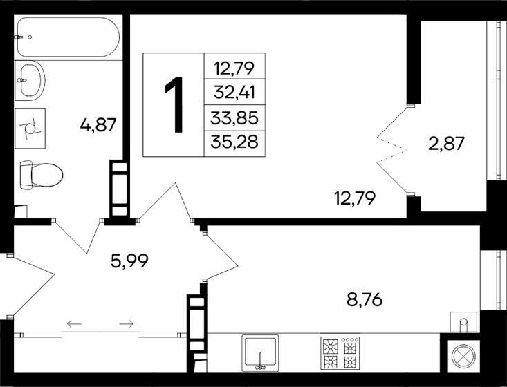 36 м², 1-комнатная квартира 5 300 000 ₽ - изображение 69