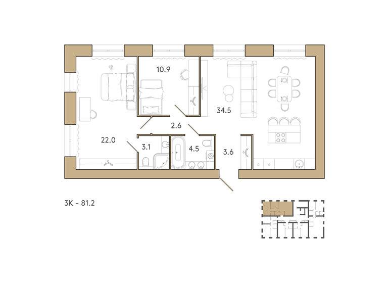 78,6 м², 2-комнатная квартира 9 274 800 ₽ - изображение 8