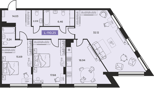 Квартира 110,3 м², 4-комнатная - изображение 1