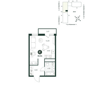 Квартира 32,3 м², студия - изображение 1
