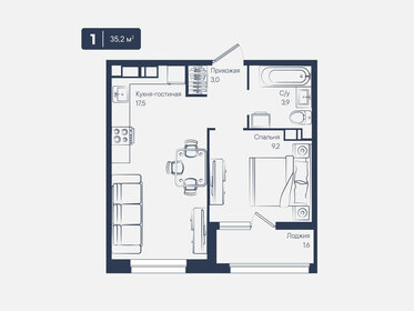 Квартира 35,2 м², 1-комнатная - изображение 1